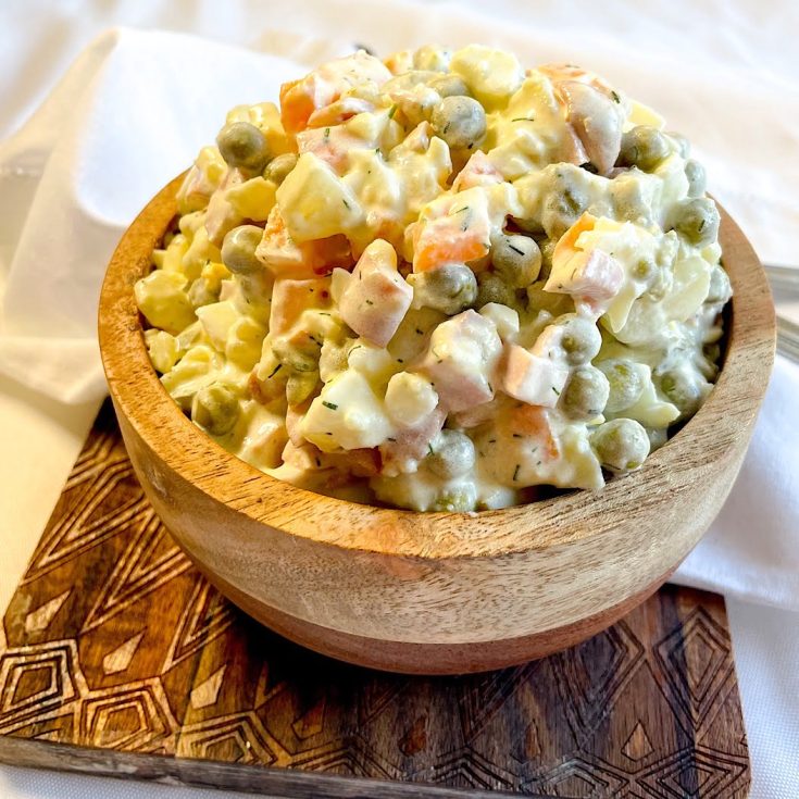 olivier salad with frankfurters recipe