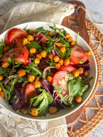 Delicious crunchy chickpea salad perfectly balanced with fresh ingredients and a zesty dressing.