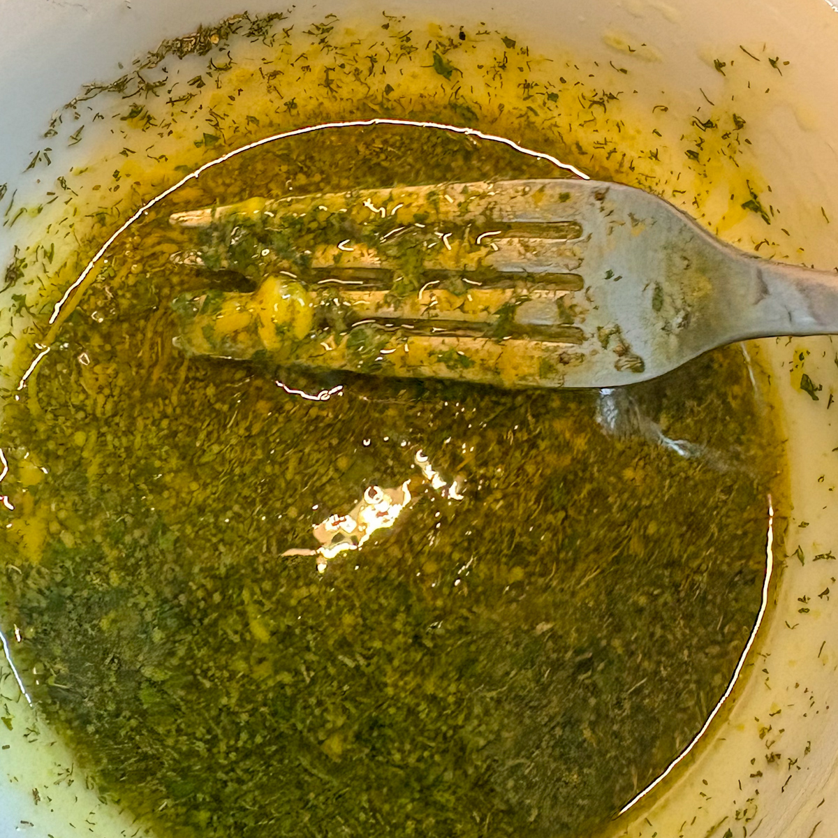 Whisked mustard and dill dressing for vinaigrette salad recipe